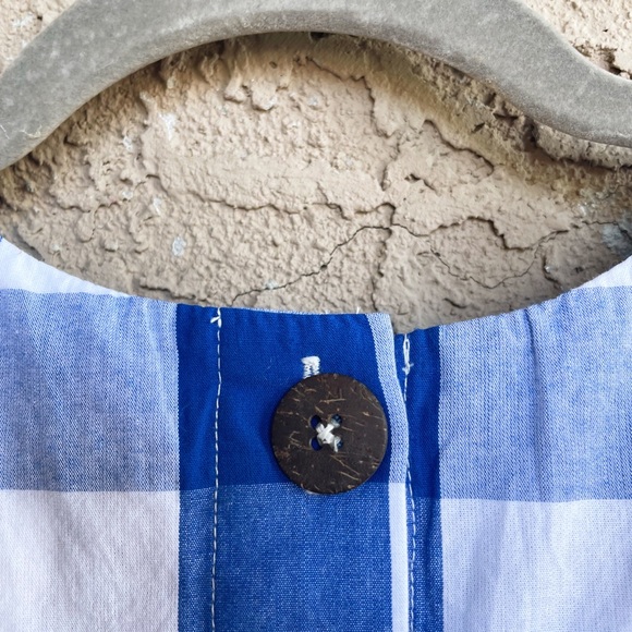 ANTHROPOLOGIE NWT WHIT Blue & White Gingham Checkered Plaid Ruffle Top XS - Picture 11 of 15